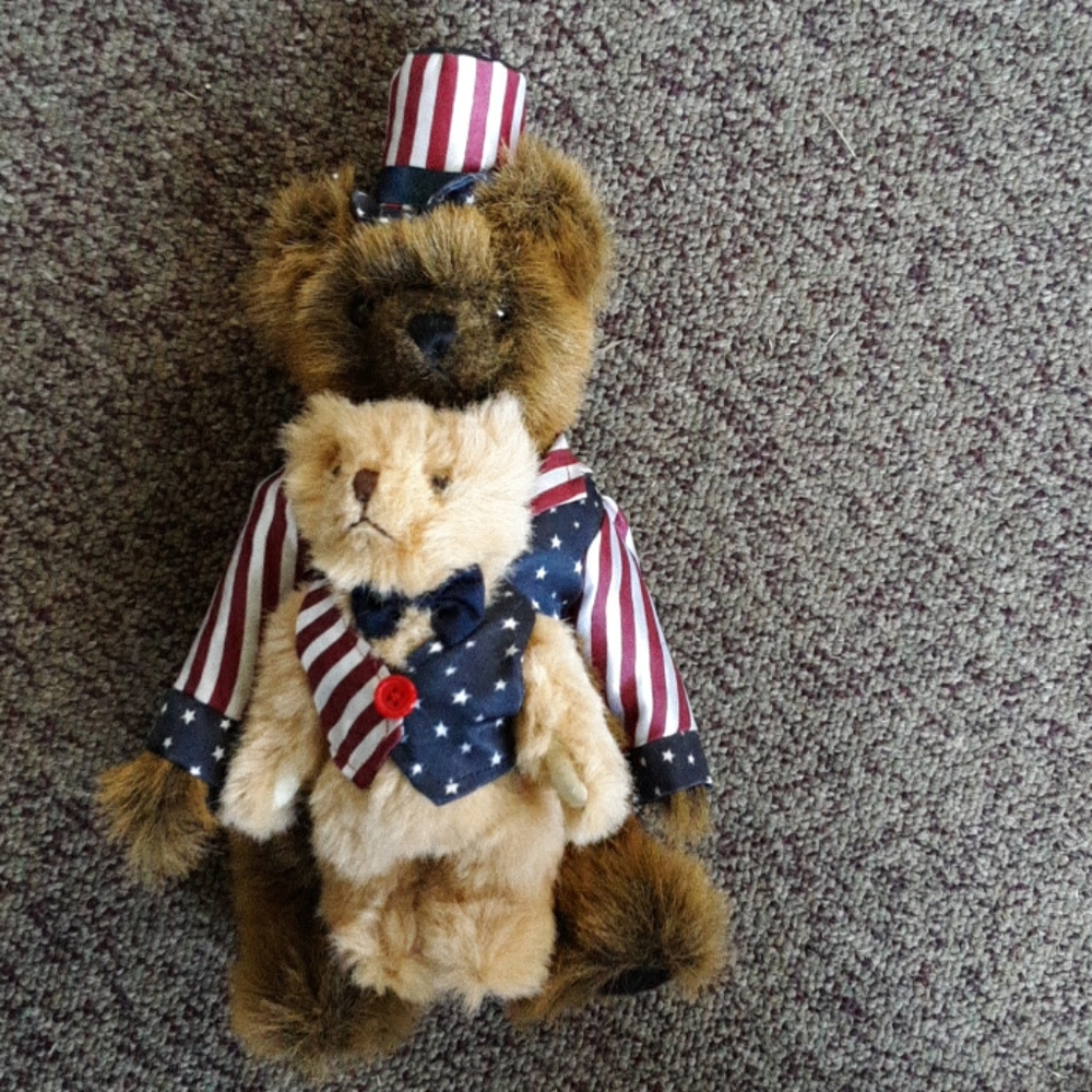 Patriotic Teddy Bear with Cub